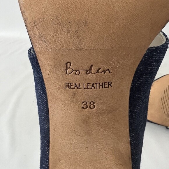 Boden 38 US 7 Jasmine Denim Mule Open Toe Heels - Picture 6 of 6